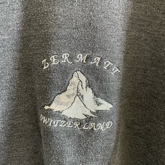Vintage Dark Grey Zermatt Switzerland Oversized Mountain Sweatshirt Size Large - Picture 5 of 5